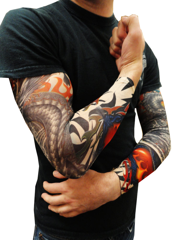 Tattoo Sleeves - Tribal Dragon Heart Tattoo Sleeves (Pair)