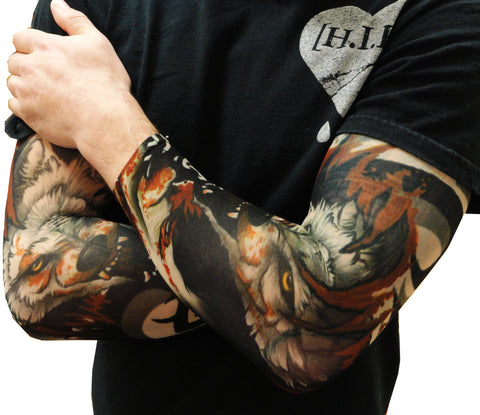 Tattoo Sleeves - Vicious Wolf Fake Tattoo Sleeves (Pair)