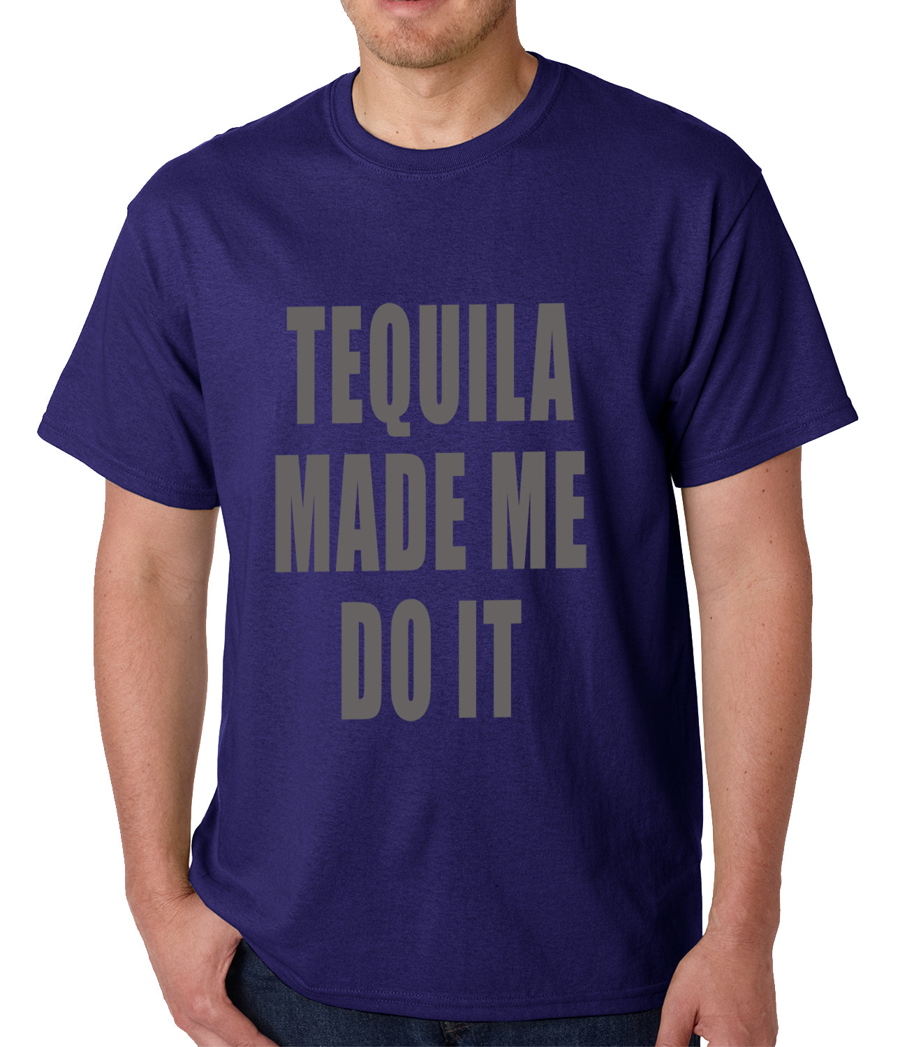 Tequila Made Me Do It Drinking Mens T-shirt