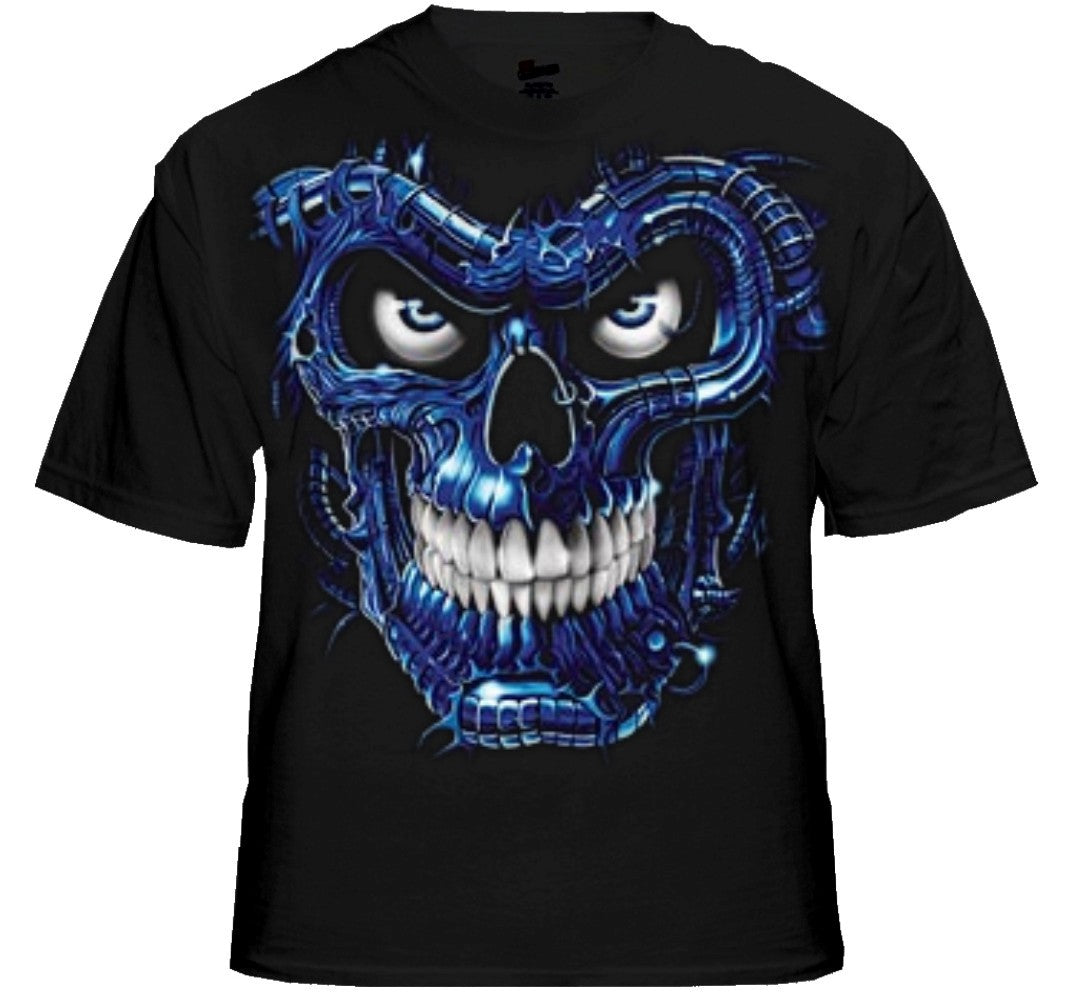Terminator Skull Blue T-Shirt