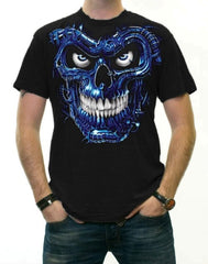 Terminator Skull Blue T-Shirt