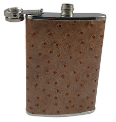 Textured 8oz Brown Leather Flask