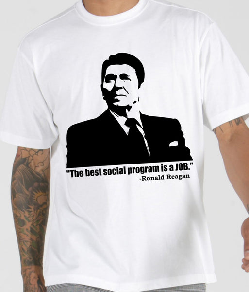 The Best Social Program Is A Job Ronald Reagan Men's T-Shirt –