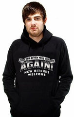 The Bitch Fell Off Again! Men's Biker Hoodie (Black)