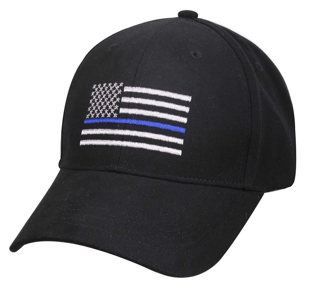 Thin Blue Line Flag Embroidered Adjustable Strap Back Hat