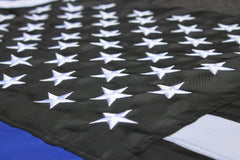 Thin Blue Line American Flag with Embroidered Stars -Police Officer Support Flag (3 x 5 Foot)
