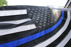 Thin Blue Line American Flag with Embroidered Stars -Police Officer Support Flag (3 x 5 Foot)