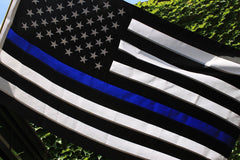 Thin Blue Line American Flag with Embroidered Stars -Police Officer Support Flag (3 x 5 Foot)