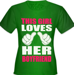 This Girl Loves Her Boyfriend Cartoon Hands Girl's T-Shirt