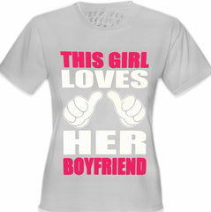 This Girl Loves Her Boyfriend Cartoon Hands Girl's T-Shirt
