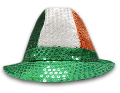 Tri-Color Fedora Hat - Irish Sequin Party Hat