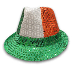 Tri-Color Fedora Hat - Irish Sequin Party Hat