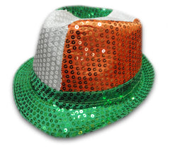 Tri-Color Fedora Hat - Irish Sequin Party Hat