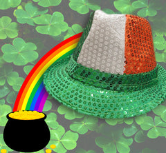 Tri-Color Fedora Hat - Irish Sequin Party Hat