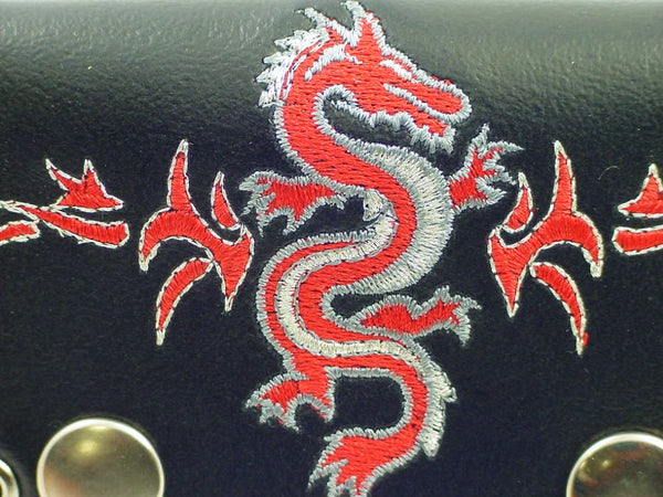 Tribal Dragon Embroidered Leather Chain Wallet –