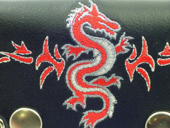 Tribal Dragon Embroidered Leather Chain Wallet