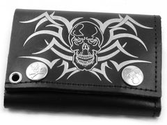 Tribal Skull Genuine Leather Chain Wallet