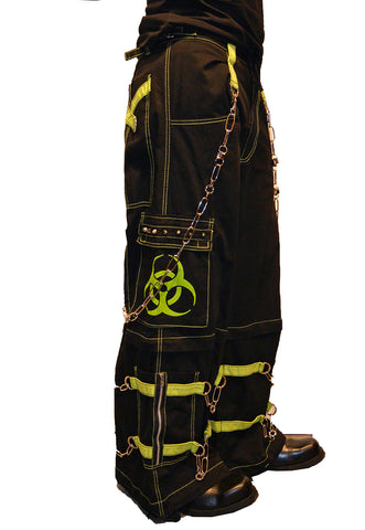 Tripp NYC "Biohazard" Bondage Pants With Zip Off Legs to Shorts (Black/Lime Green)