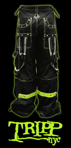 Tripp NYC "Toxic Avenger" Bondage Pants (Black/Neon Green)