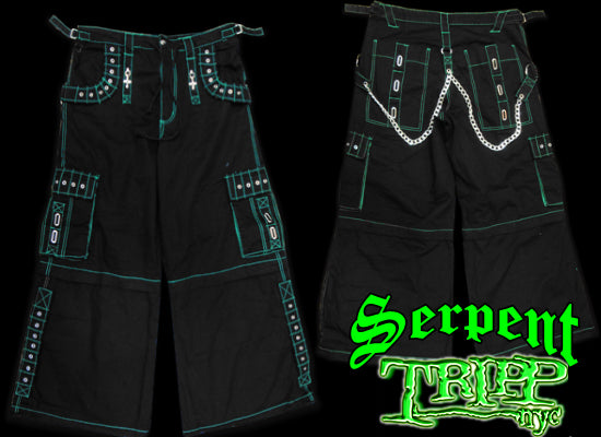 Tripp Darkstreet NYC -  "Serpent" Bondage Pants (Black/Green)