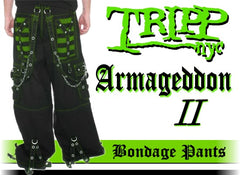 Tripp Darkstreet NYC -  "Armageddon II" Bondage Pants (Black / Toxic Green)