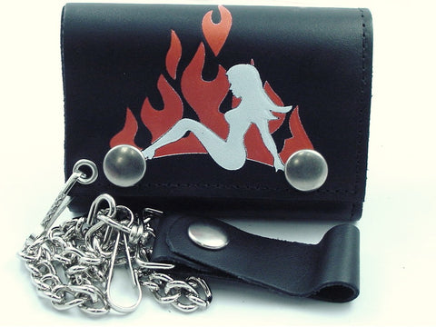 Trucker Babe Genuine Leather Chain Wallet 