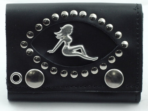 Trucker Babe Studded Premium Leather Chain Wallet