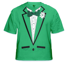 Tuxedo Shirt - Men's Irish Green Tuxedo T-Shirt With Ruffles