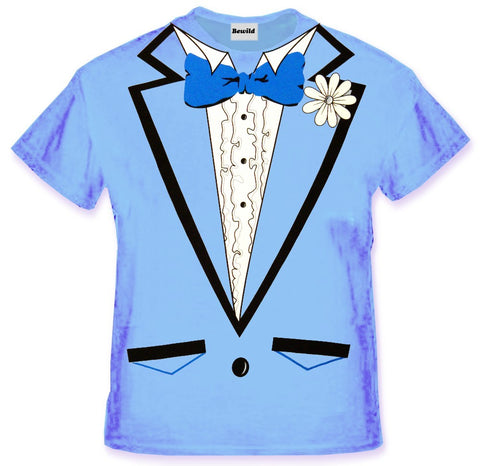 Tuxedo Shirt - Men's Light Blue Tuxedo T-Shirt With Ruffles