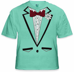 Tuxedo Shirt - Men's Light Green Tuxedo T-Shirt With Ruffles