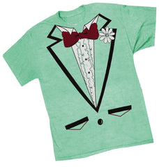 Tuxedo Shirt - Men's Light Green Tuxedo T-Shirt With Ruffles