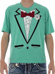 Tuxedo Shirt - Men's Light Green Tuxedo T-Shirt With Ruffles