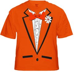 Tuxedo Shirt - Men's Orange Tuxedo T-Shirt With Ruffles