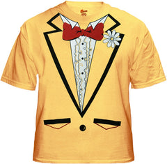 Tuxedo Shirt - Men's Yellow Tuxedo T-Shirt With Ruffles