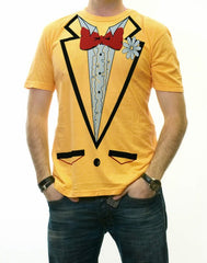 Tuxedo Shirt - Men's Yellow Tuxedo T-Shirt With Ruffles