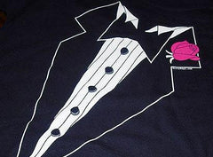 Tuxedo Shirt - Mens Black Tuxedo with Pink Flower T-Shirt
