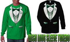 Tuxedo Shirts - 4 Leaf Clover Lapel Men's Tuxedo Long Sleeve T-Shirt