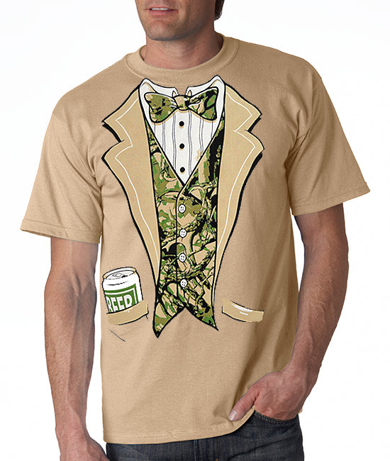 Tuxedo Shirts -- Camouflage Beer Can Tuxedo  T-Shirt