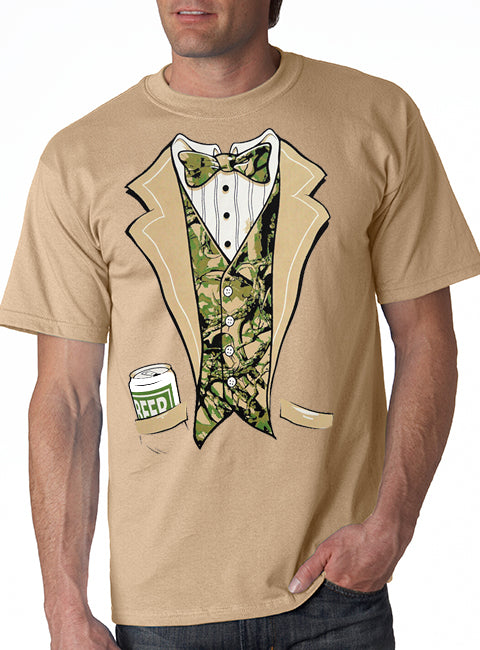 Tuxedo Shirts -- Camouflage Beer Can Tuxedo  T-Shirt