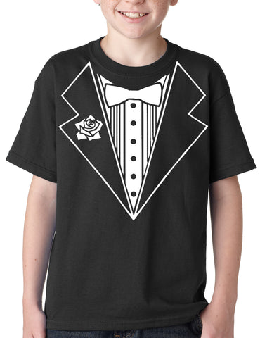 Tuxedo Shirts for Kids - Tuxedo With Flower Kids T-Shirt 