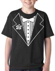 Tuxedo Shirts for Kids - Tuxedo With Flower Kids T-Shirt 