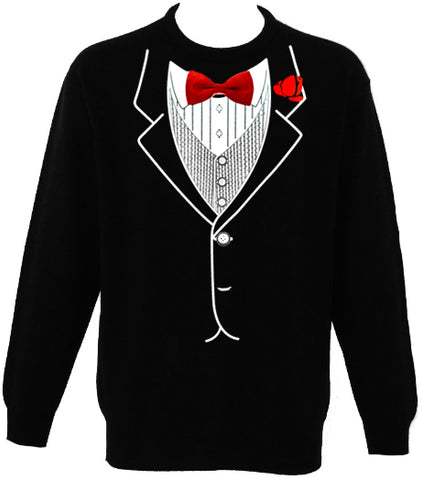 Tuxedo SweatShirt - Mens All Occasion Formal Tuxedo Crew Neck Sweat Shirt