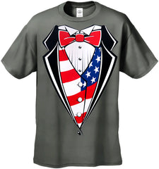 American Flag Tuxedo T-Shirt with Vest & Bowtie