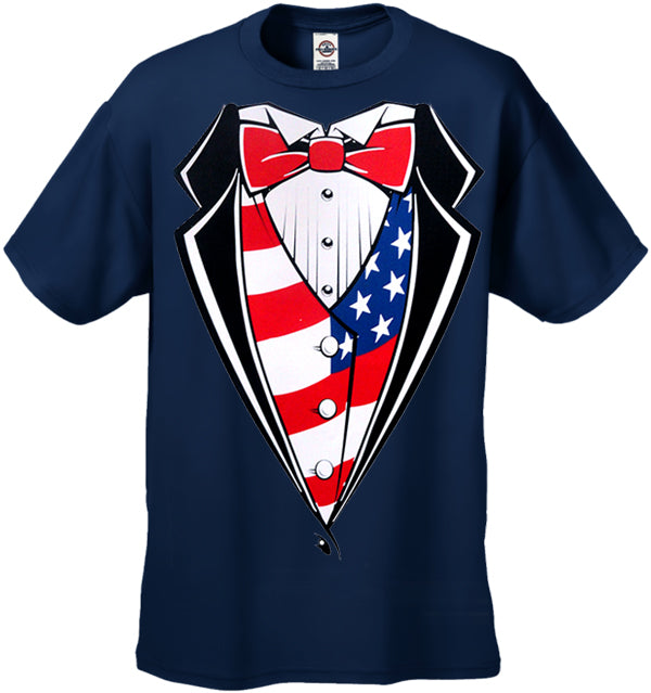 American Flag Tuxedo T-Shirt with Vest & Bowtie