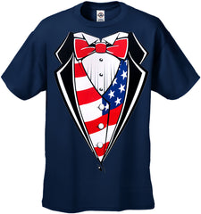 American Flag Tuxedo T-Shirt with Vest & Bowtie