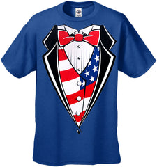 American Flag Tuxedo T-Shirt with Vest & Bowtie