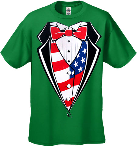 American Flag Tuxedo T-Shirt with Vest & Bowtie