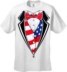 American Flag Tuxedo T-Shirt with Vest & Bowtie