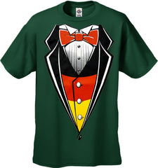 Germany Flag Tuxedo T-Shirt With Vest & Bowtie