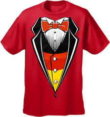 Germany Flag Tuxedo T-Shirt With Vest & Bowtie
